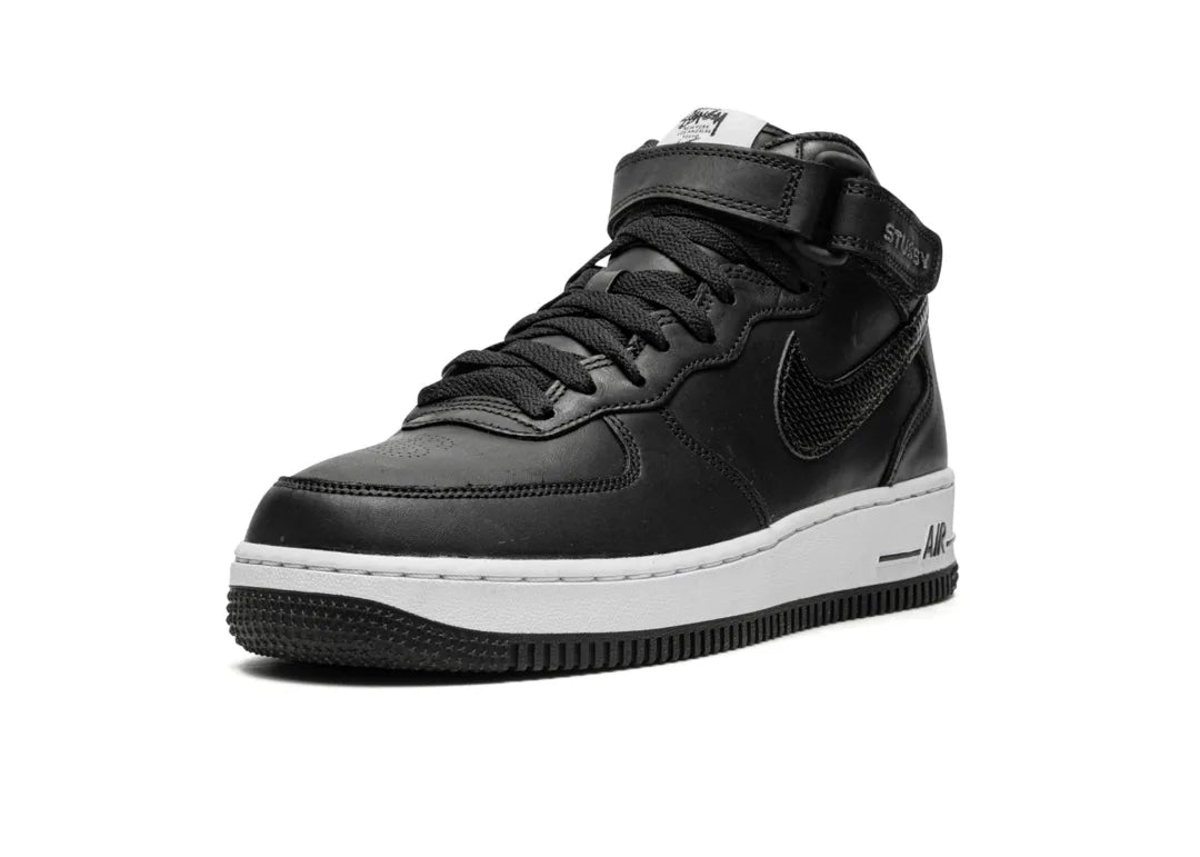 Nike Air Force 1 Mid Stussy Black White - PLUGSNEAKRS