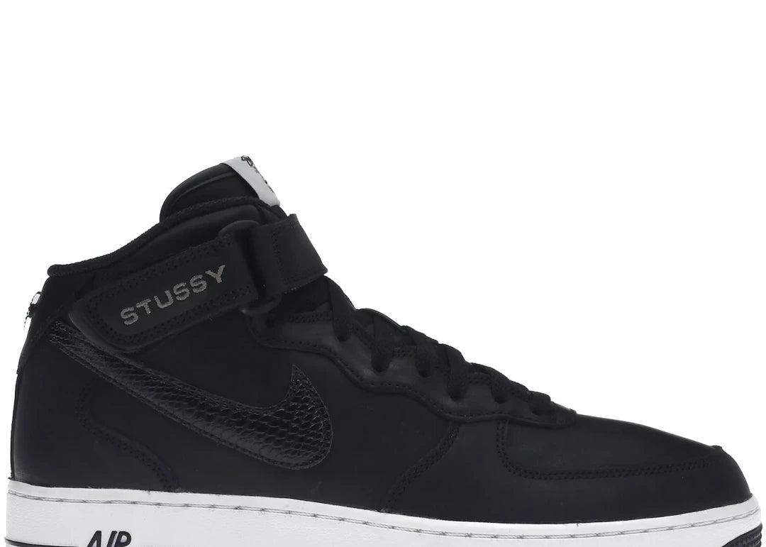 Nike Air Force 1 Mid Stussy Black White - PLUGSNEAKRS